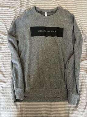 Grey Crewneck Sweatshirt with Black Chest Graphic